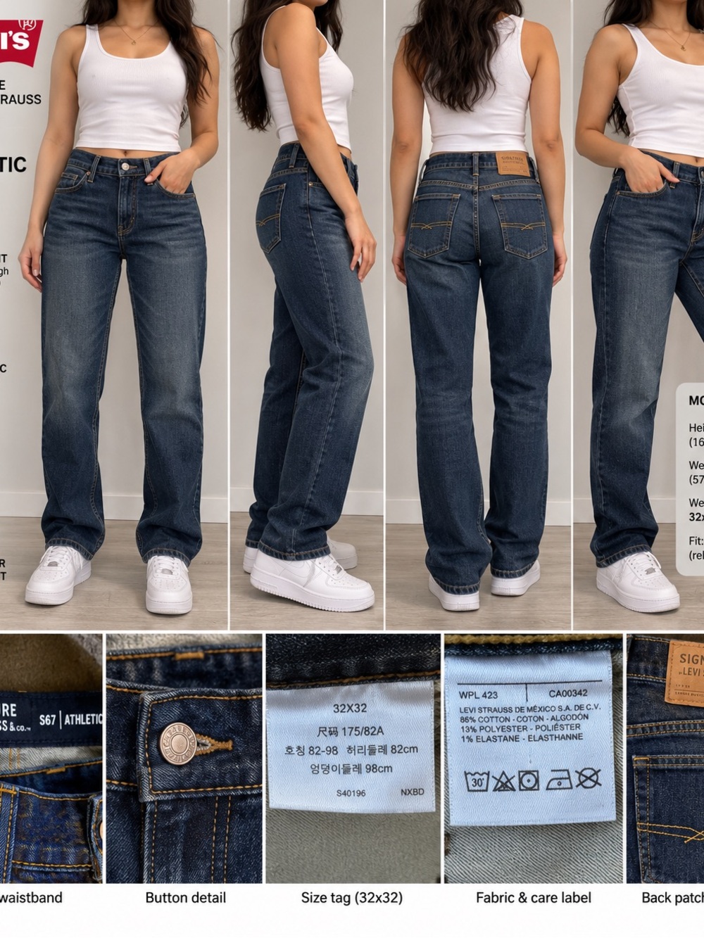 Signature by Levi Strauss Dark Blue Straight-Leg Jeans